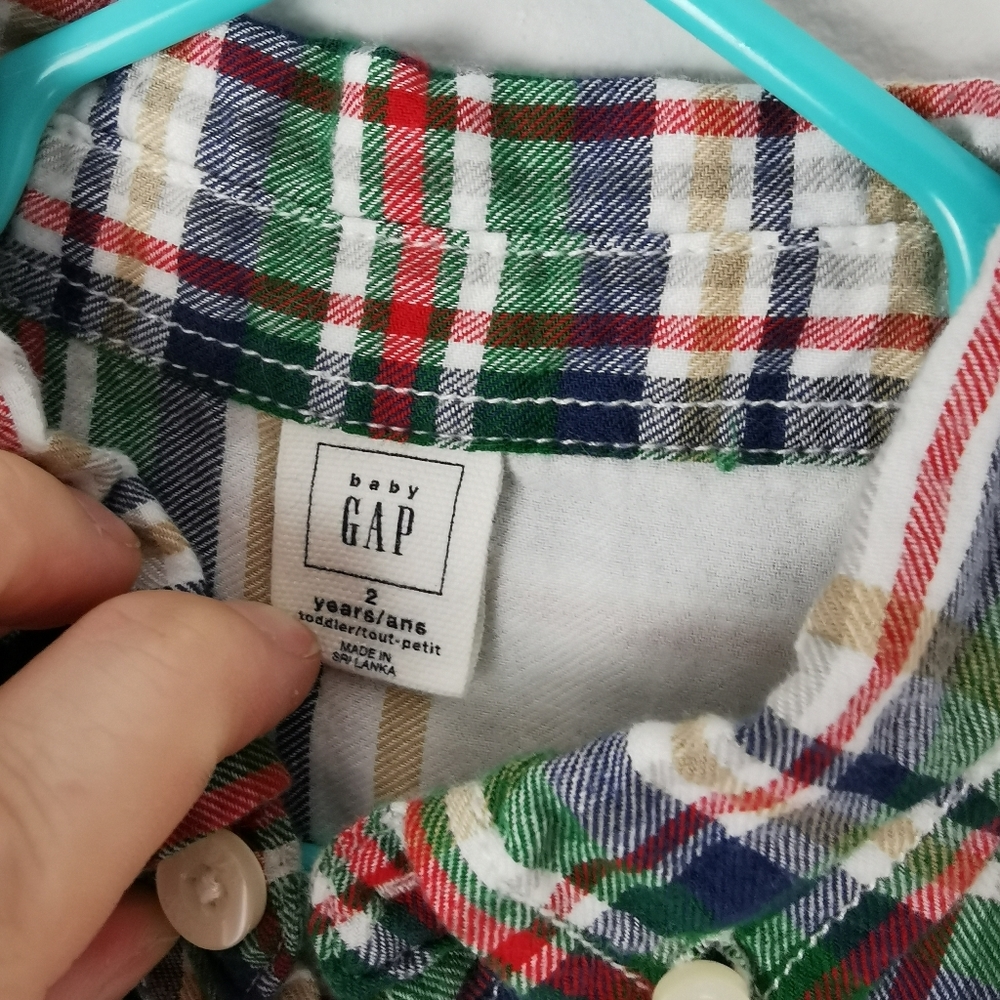 Baby Gap Flannel Plaid Shirt 2 - Picture 4 of 5